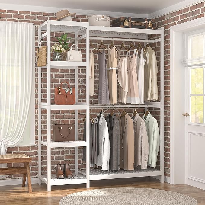 Homykic Bamboo Clothes Rack Garment Rack