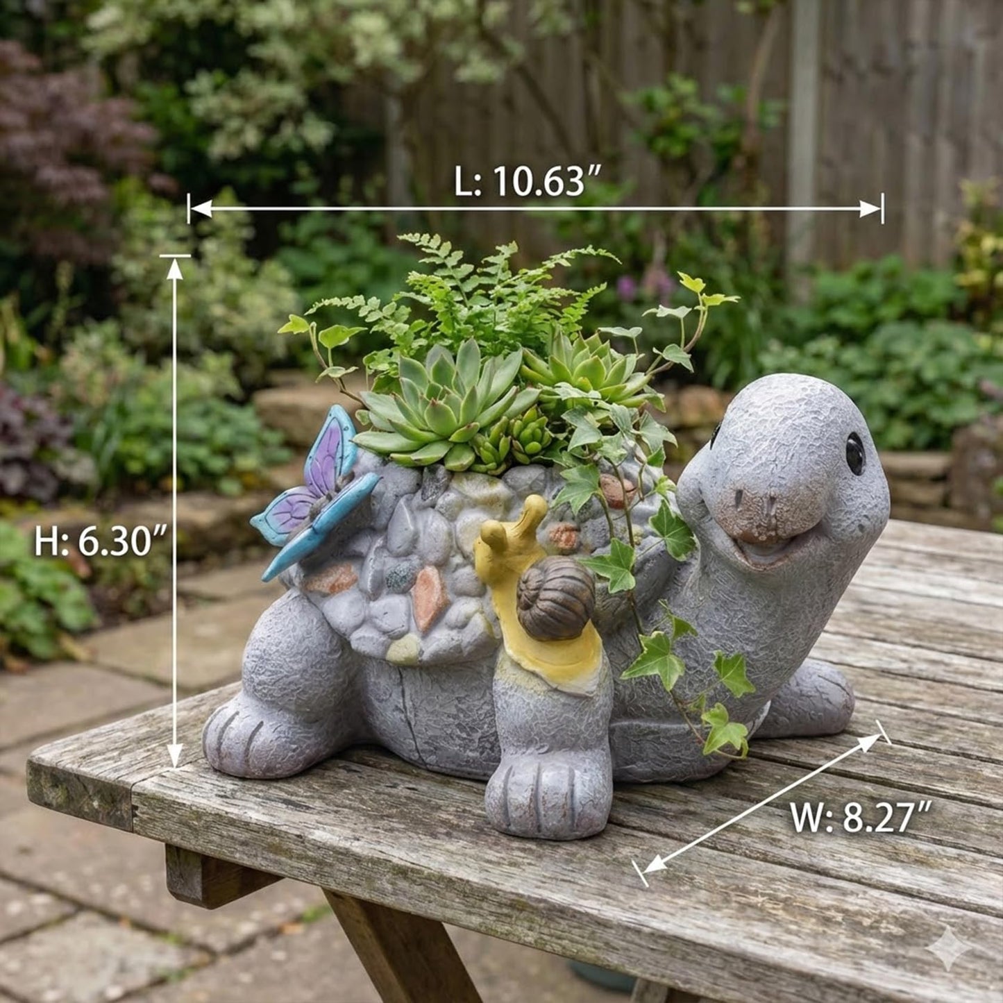 pandaxing Tuetle Planter for Succulents Indoor Outdoor with Drainage Hole, Resin Animal Flower Pot for Home Garden Decor, Gift for Plant Lovers