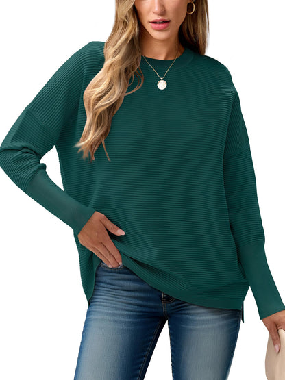 ANRABESS Womens Oversized Batwing Long Sleeve Ribbed Knit Sweaters 2025 Fall Outfits