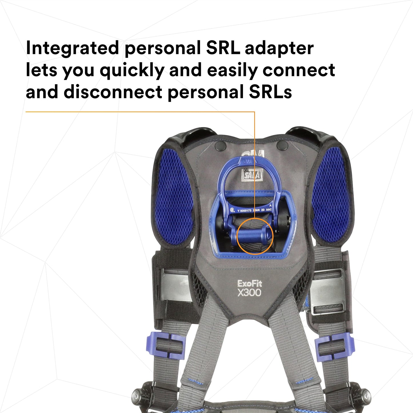 3M DBI-SALA ExoFit X300 Comfort Construction Positioning Safety Harness, Construction Fall Protection, Aluminum Back and Hip D-Rings, Auto-Locking Quick Connect Leg and Chest Buckles, 1113133, 2X