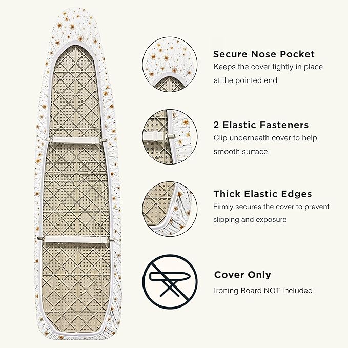 Ironing Board Cover and Pad 15"x54" Extra Thick Natural Cotton, Scorch and