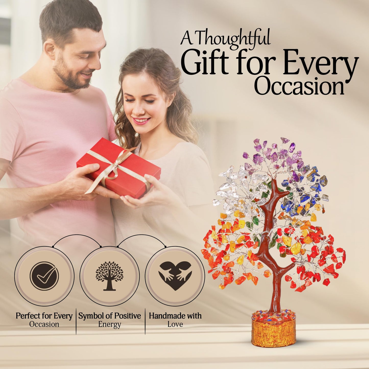YATSKIA 7 Chakra Crystal Tree of Life, Gemstones and Crystals, Crystals Home Office Decor, Birthday Gifts for Women
