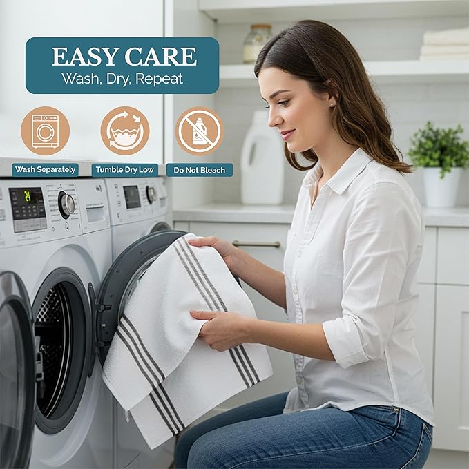 Casa Platino 8PC Cotton Kitchen Towels, Summer Grey Kitchen Towels