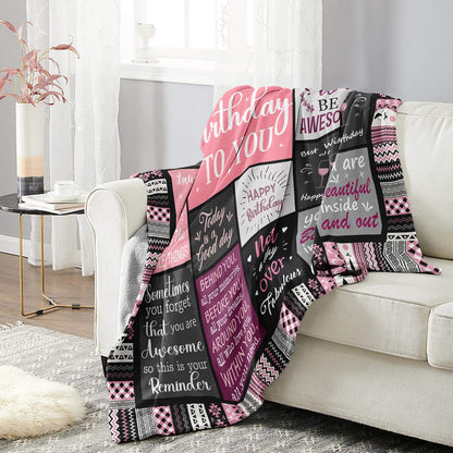 Ivivis Birthday Gifts for Women Girls Throw Blanket 60"X50", Happy Birthday Decorations for Woman, Gifts for Women Birthdays Unique, Womens Bday Gift Ideas for Her Friend Mom Sister Grandma Wife
