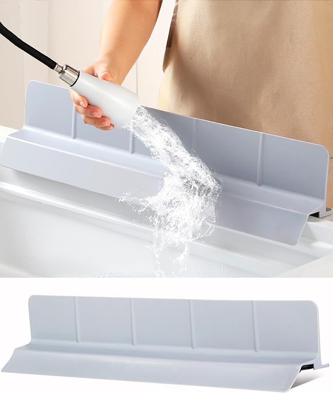 Kitchen Sink Splash Guard 23" Self-Draining Silicone Water Guard