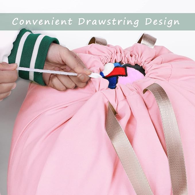 Cotton Canvas Laundry Bag with Handles & Drawstring Straps, Heavy Duty Extra