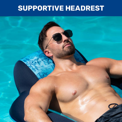 Aqua Water Lounge, X-Large, Inflatable Pool Float with Headrest, Backrest & Footrest, Navy/Light Blue