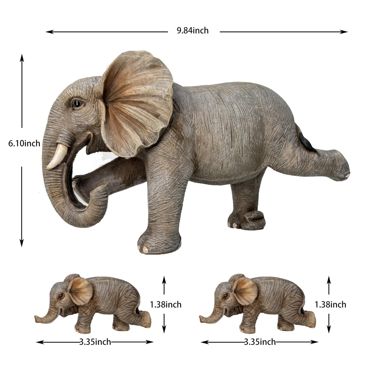 ARTCOS Yoga Elephant Family Statue, 3-Piece Mother & Babies Figurine Set, Good Luck Home & Office Decor, Housewarming Gifts for Women