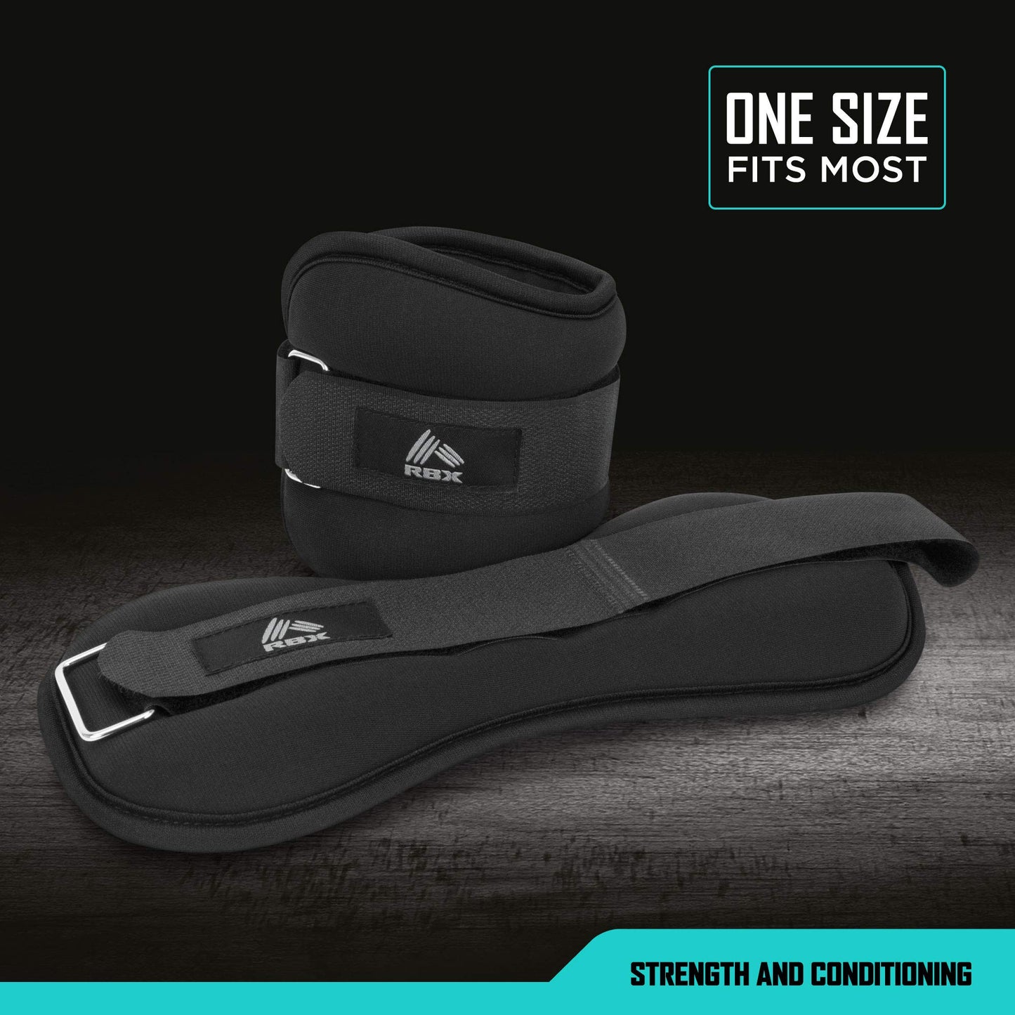 RBX 1LB Ankle & Wrist Weights for Women and Men - Velcro Straps Made for Jogging, Walking, Resistance Training, and Physical Therapy (Set of 2) - Soft Touch Material