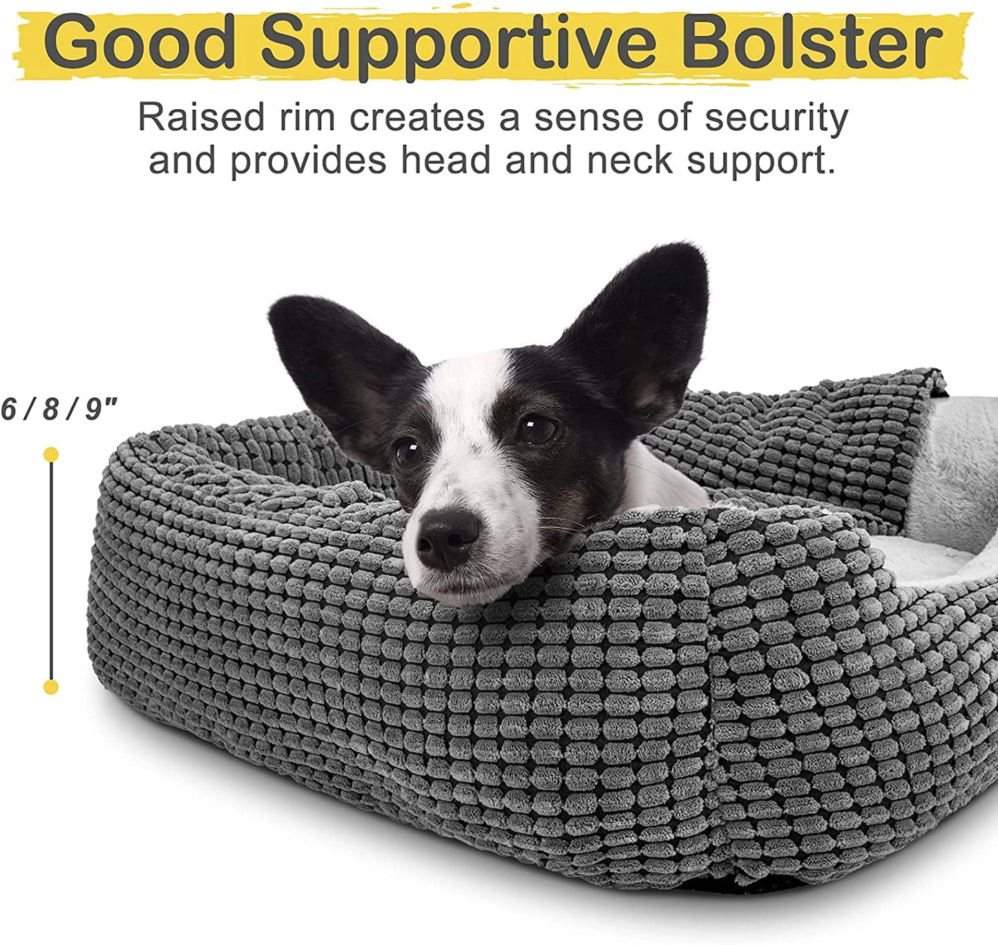 JOEJOY Rectangle Dog Bed Warm Hooded Puppy Bed for Large Medium Small Dogs, Luxury Super Soft Pet Cave Bed Medium Washable, Fits Up To 20/30/40/60lbs Pets
