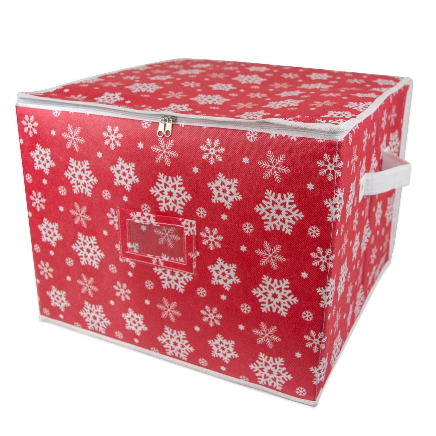 DII Christmas Storage Containers Collection Zippered with Dividers, Ornament; Large, 16x16x13, Snowflakes