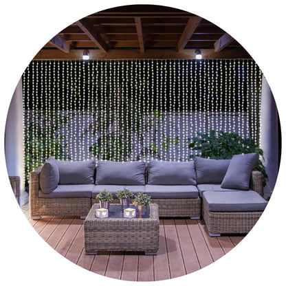 Belle Luci 608-Bulb Warm White Connectable LED Curtain Lights Outdoor Porch Decor 4'X7'