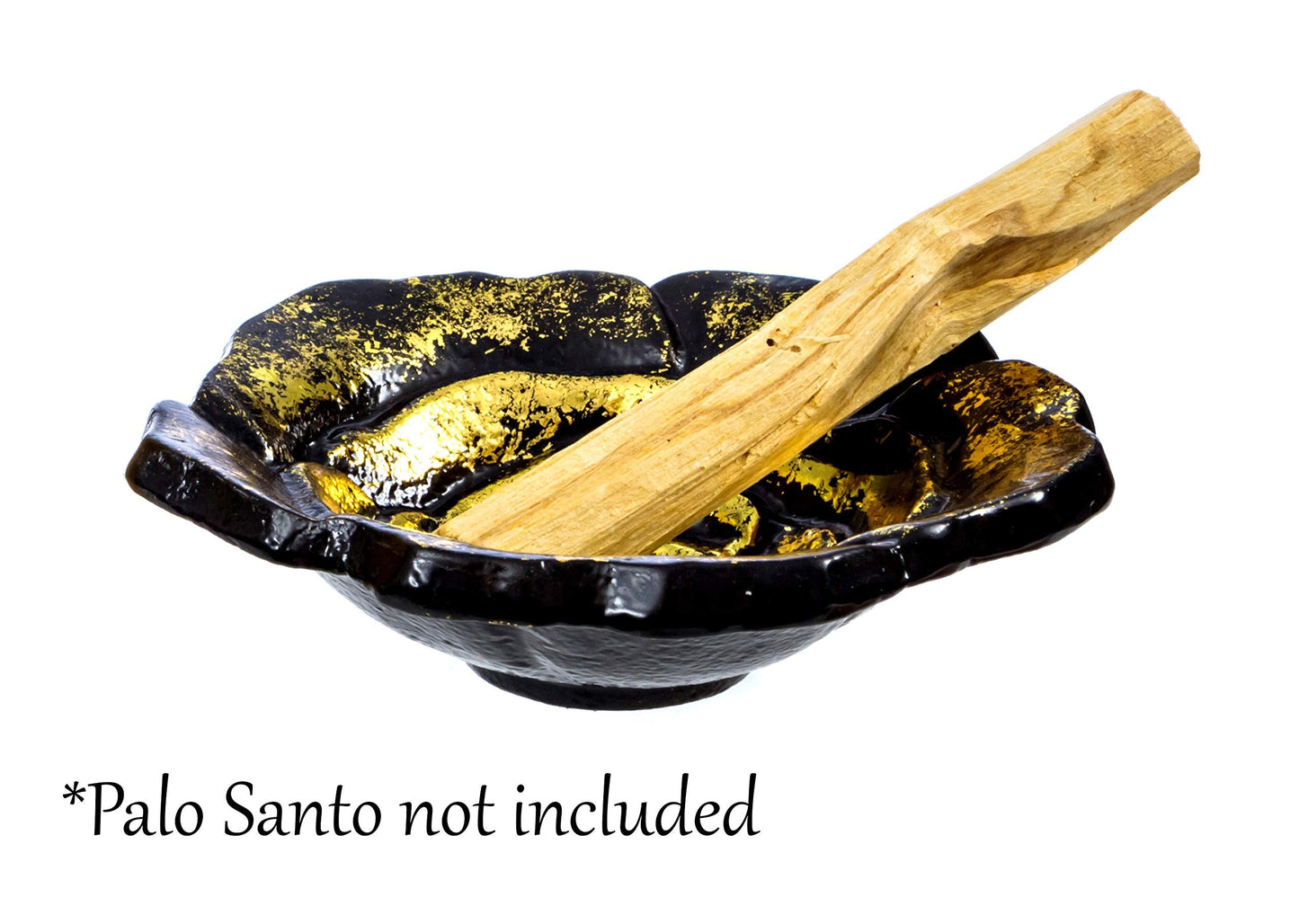 Black and Gold Rose Incense Holder - Hold Natural Incense Like White Sage Sticks, Palo Santo Sticks, Incense Cones or Jewelry, Keys, Knick-Knacks - Aluminum, 4" Wide