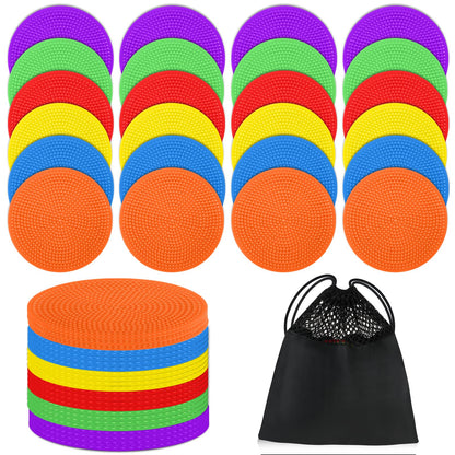 SIFENYU 4inch 9 Inch Poly Spot Markers for Gym Floor Poly Spots, 12/18/24/36 Pcs Round Non-Slip Rubber Floor Dots Agility Markers Flat Cones for Sports Soccer PE Training, Dance, Classroom Activities