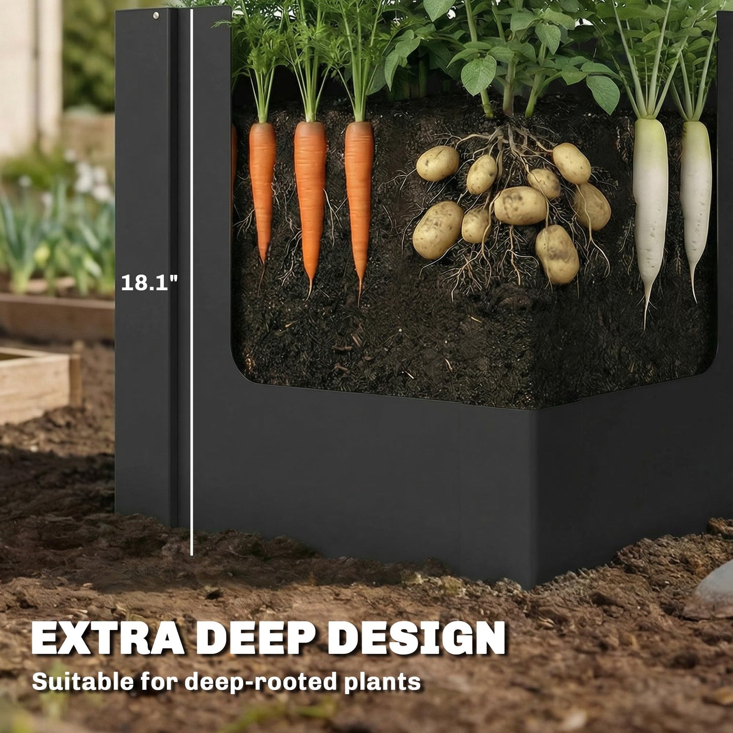 Outsunny Galvanized Tall Outdoor Planter, Metal Square Large Planter Box for Outdoor Plants with Gloves and Open Bottom for Vegetables, Flowers, Herbs, 1.4 x 1.4 x 1.5 ft, Black
