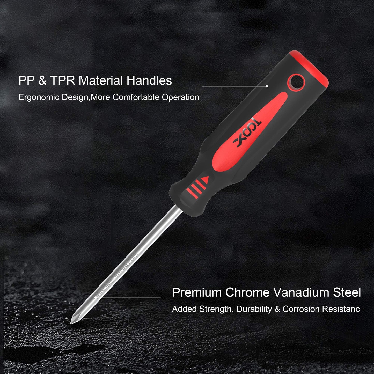 XOOL 18 PCS Magnetic Screwdriver Set with Case, 7 Phillips and 9 Slotted Tips, Professional Cushion Grip Screwdriver Non-Slip for Repair Home Improvement Craft