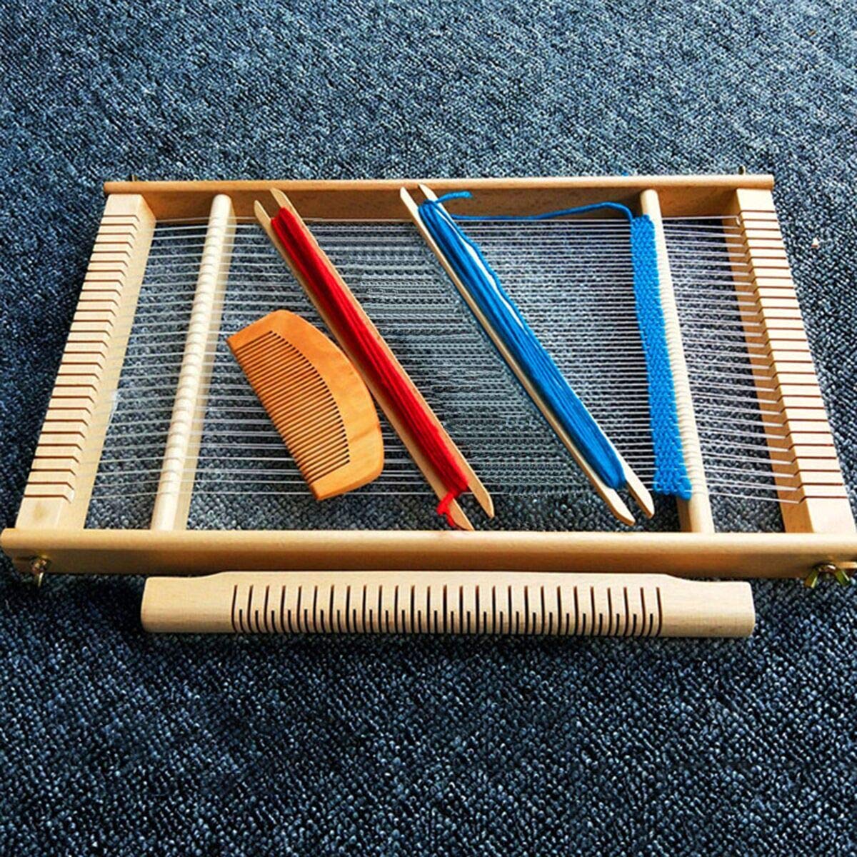 Kitchnexus Wooden Weaving Loom Kit 40 x 26 cm Multi-Craft Lap Frame Hand-Knitted Woven Set DIY for Kids Adults Beginners Children