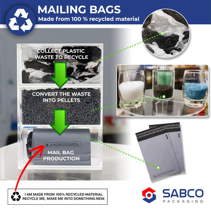 Sabco - Mailing Bags – 12 x 16" Self Adhesive, 100 Waterproof and Tear-Proof Postal Bags – Large Sized Grey Plastic Mailing Mail Post Postage Plastic Bags (12 x 16", 100)