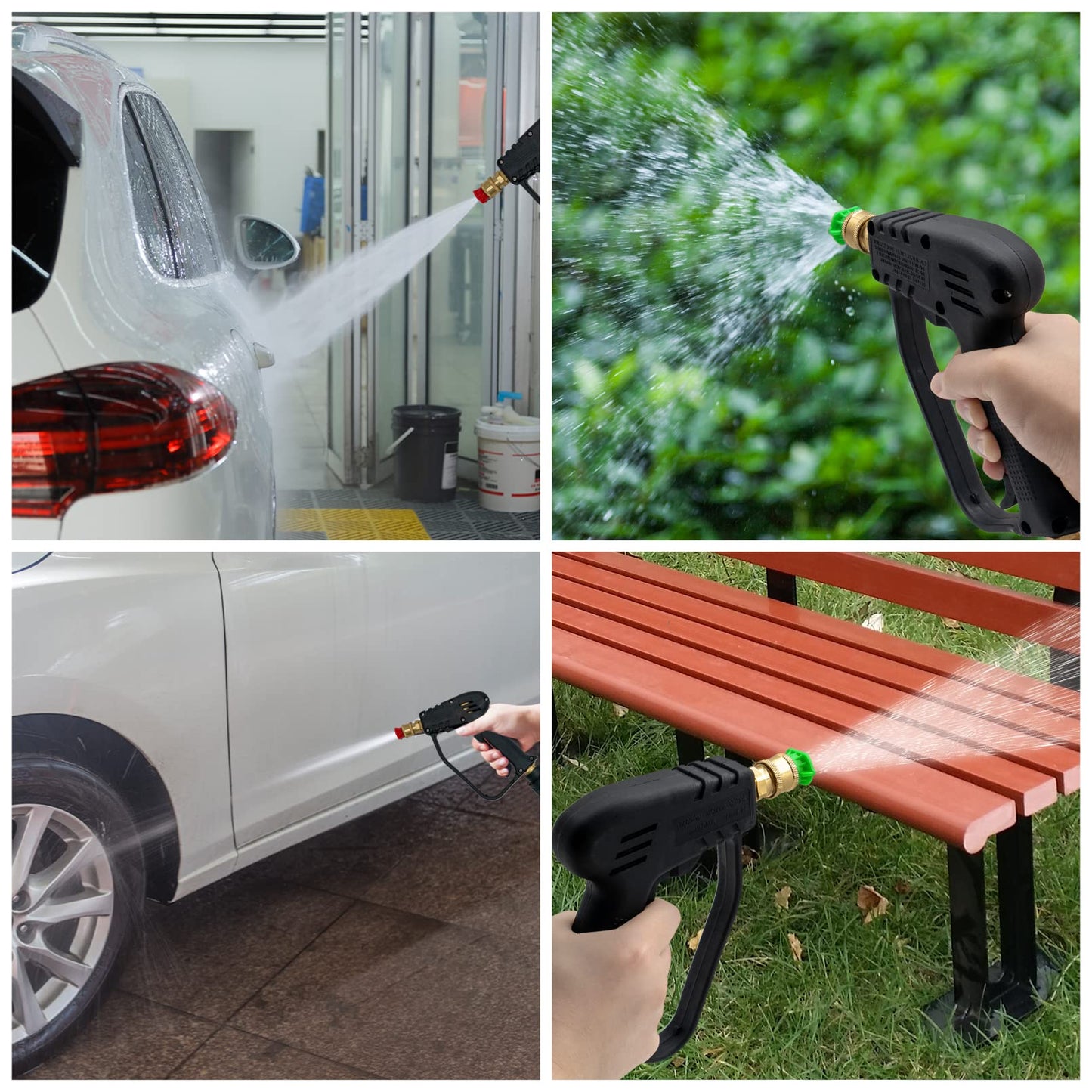 Fai Top 4000PSI High Pressure Washer Gun with 5 Water Nozzle Tip, Cleaner Gun Car Wash Water Gun for Car Cleaning (M22 14MM Hose Connector & karcher Quick Connector)