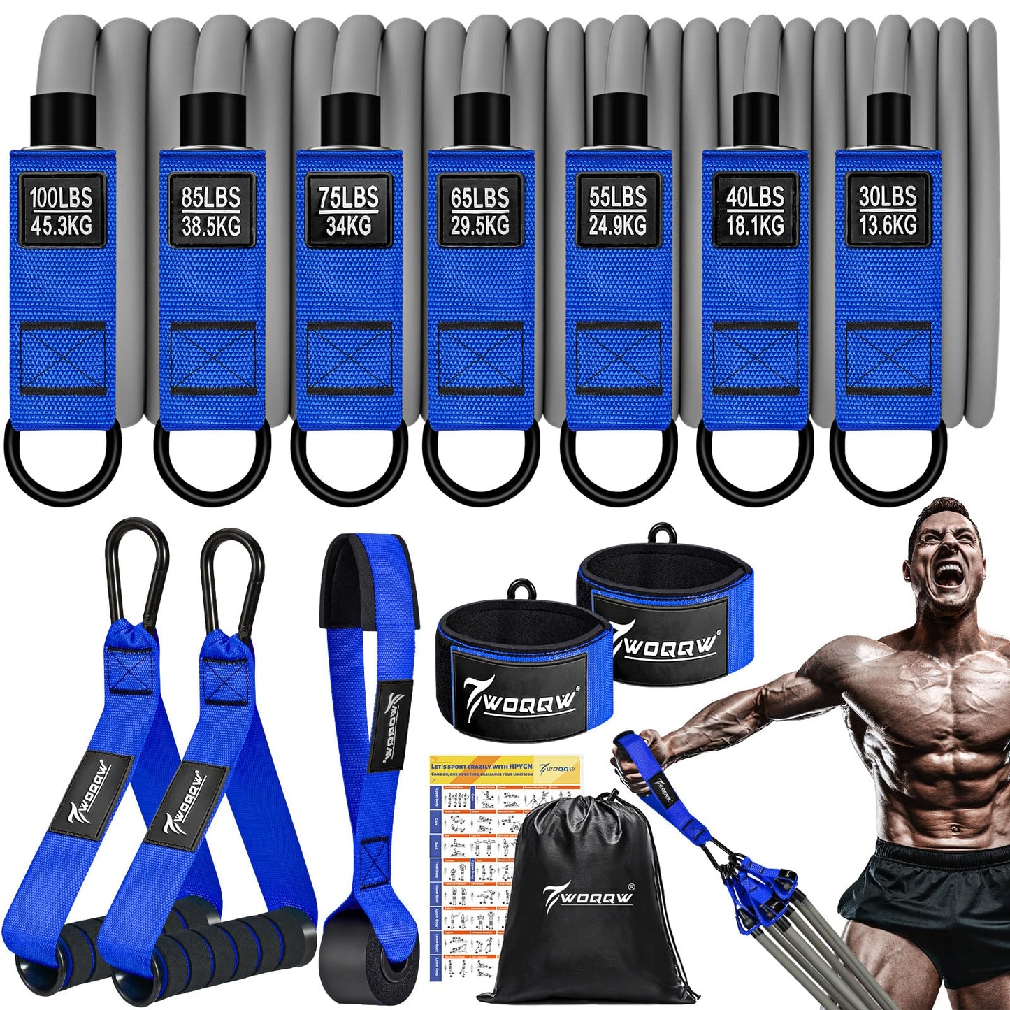 Heavy Resistance Bands for Working Out, 350lbs/450lbs Exercise Bands with Handles, Workout Bands Set for Men, Fitness Weight Bands for Muscle Strength Training, Stretching, Slim, Home Gym Equipment