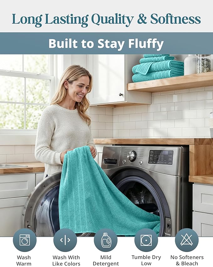 24-Piece Towels for Bathroom – 100% Cotton Towel sets, 2 Bath Sheets, 2 Bath