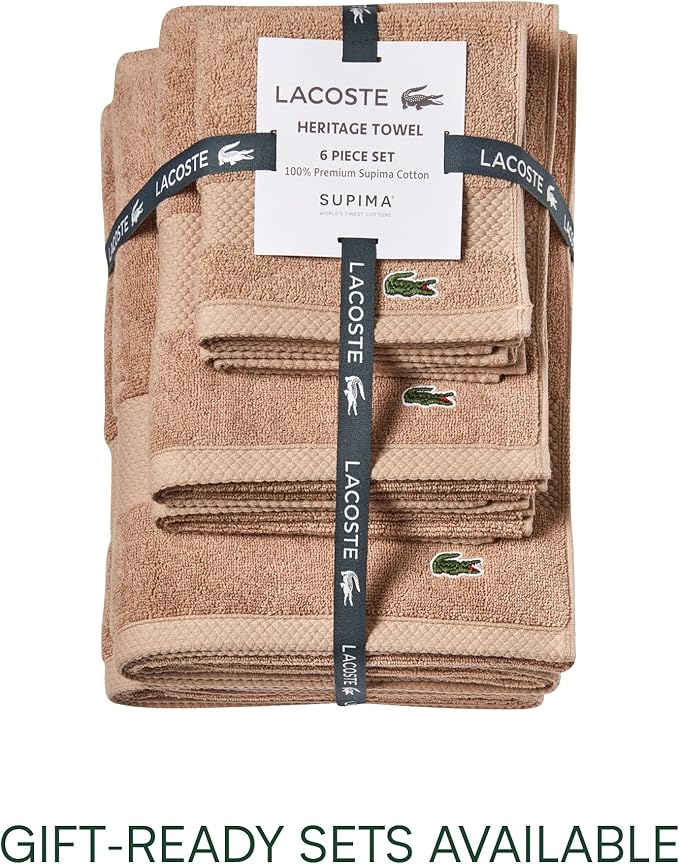 Lacoste Heritage 100% Supima Cotton Wash Cloth, Premium Super Soft Bath Towel