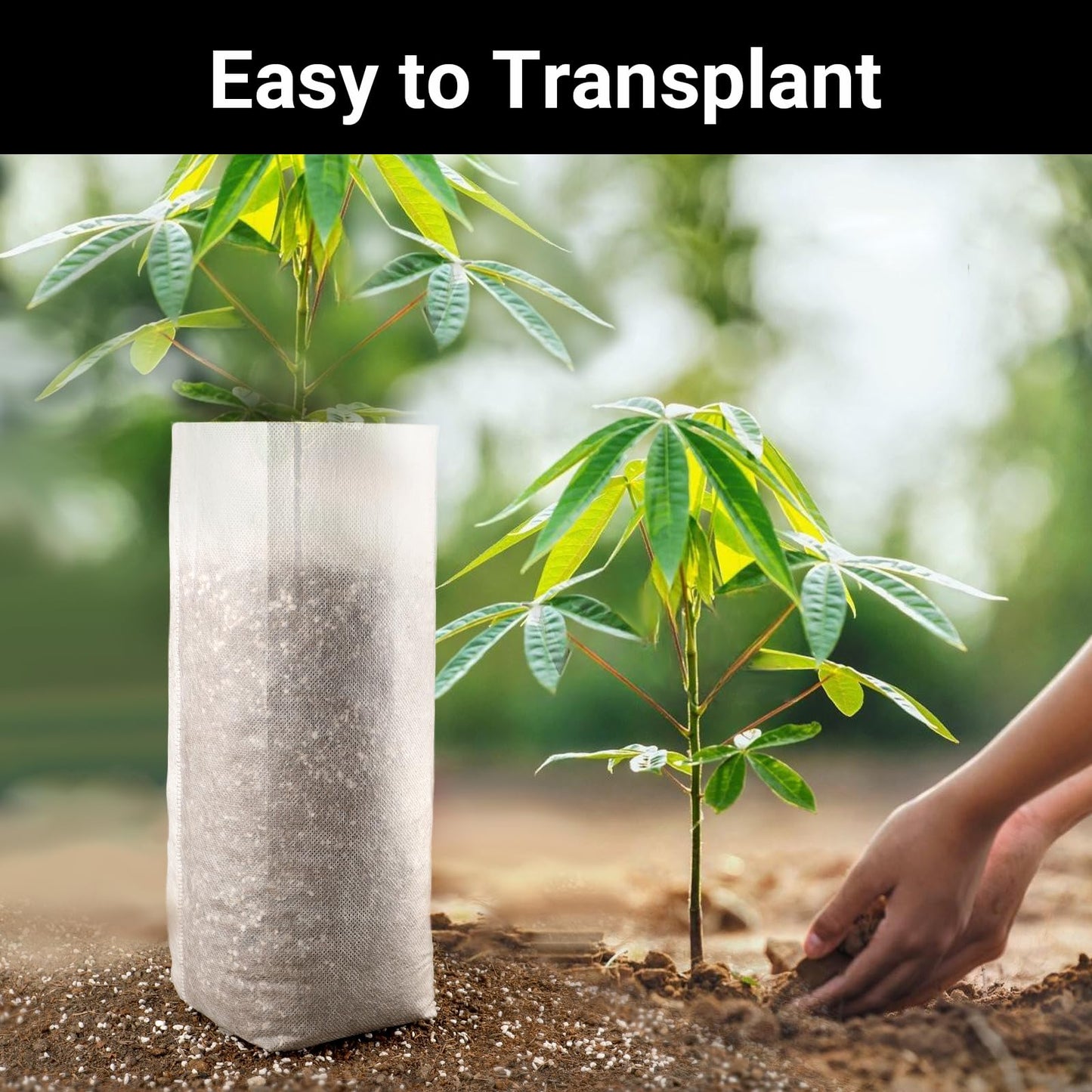 ENPOINT 100pcs Nursery Bags for Plants - 7.87x13.77 inches Breathable Plant Grow Bags, Fabric Grow Seedling Pots for Vegetable, Fruit, Flower