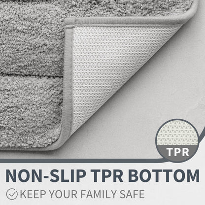 GRANNY SAYS Extra Large Bath Mat 60 x 120 cm, Grey Bath Rug for Bathroom Non-Slip, Microfiber Fluffy Shaggy Decorative Bathroom Foot Mat Super Absorbent, Machine-Washable Bath Mats and Rugs for Floor