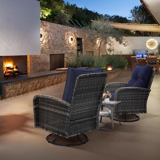 wildformers Luxury Outdoor Swivel Wicker Glider Patio Chairs
