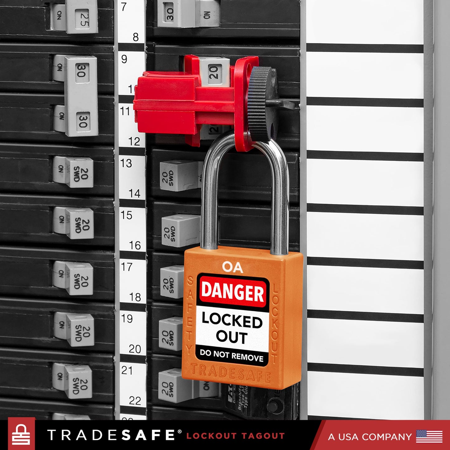 TRADESAFE Lockout Tagout Locks Set, 10 Orange Keyed Alike Unlimited Grouping Safety Padlocks, 2 Keys Per Lock, OSHA Compliant Loto Locks for Lock Out Tag Out Kits