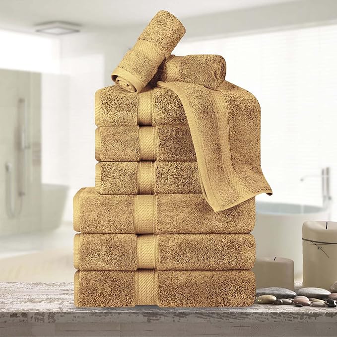 Superior Egyptian Cotton Pile 9 Piece Towel Set, Includes 3 Bath, 3 Hand