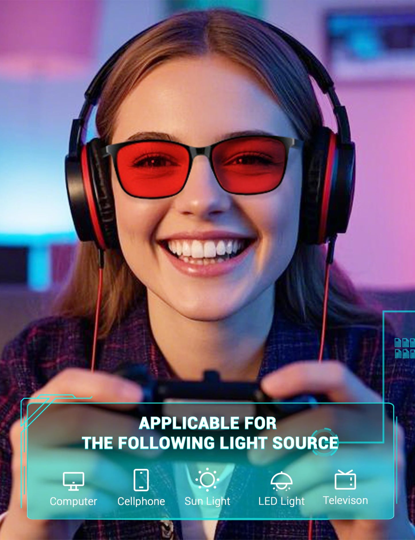 TIJN Sleep Glasses for 99.9% Blue Green Light Blocking Dual AR Coatings Red Lens for Computer Gaming Reduce Eyestrain, TR90, Black