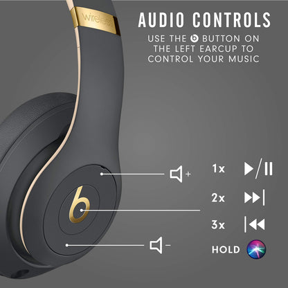 Beats Studio3 Wireless Headphones – The Beats Skyline Collection - Shadow Gray (Latest Model) (Renewed)