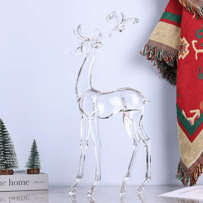 18" Tall Acrylic Christmas Reindeer Figurine - Elegant Clear Large Reindeer Ornaments for Christmas Indoor Decor, Holiday Centerpiece, Living Room, Fireplace, Table Display (Clear Standing Reindeer)