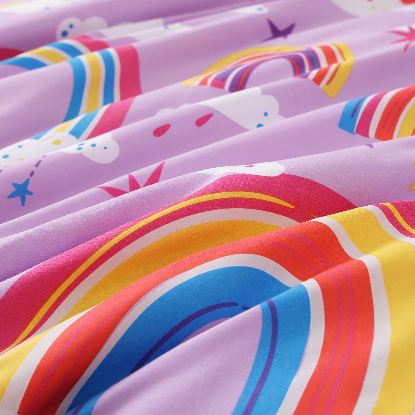 Kaleido Space Twin Kids Comforter Set - 5 Pieces Twin Bedding Sets for Girls Teen, Glow in The Dark Purple Rainbow Bed in A Bag with Sheets