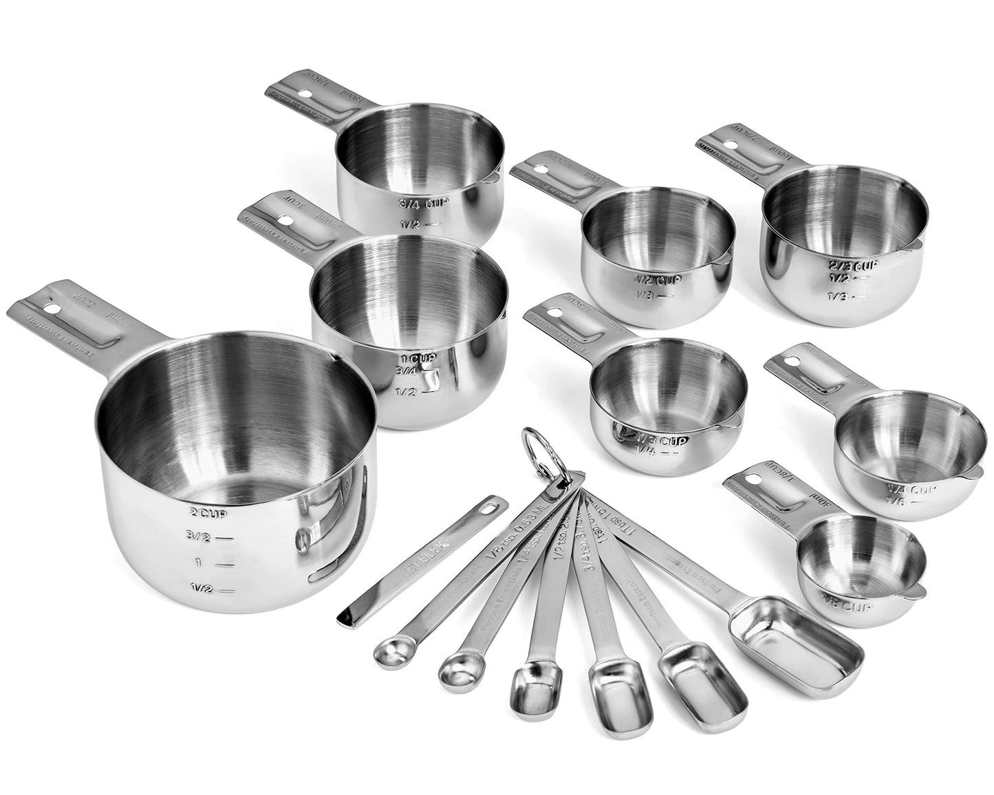 Hudson Essentials Stainless Steel Measuring Cups and Spoons Set (15 Piece Set)