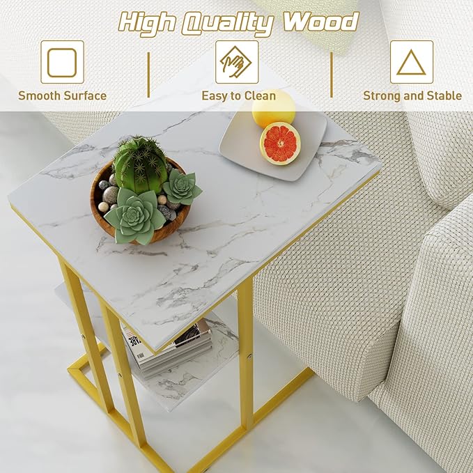 Easy Paws C Shaped End Table, Small Side Table