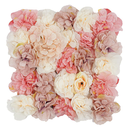 NeNchengLi 12Pcs Artificial Flower Wall Panel 3D Floral Backdrop Walls15 X 15" Flower Wall Decor Panel Flower Backdrop for Party Home Background Decor-Champagne, White, Pink