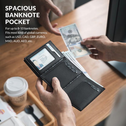 VULKIT Credit Card Holder RFID Blocking Leather Pop Up Card Wallet with Banknote Compartment, ID Window, Coin Pocket & Magnetic Closure