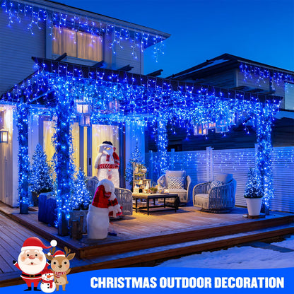 JMEXSUSS 400 LED Blue Icicle Lights for Outdise, 38.8 FT Christmas Icicle Lights Indoor Outdoor with 80 Drops, Blue Christmas Light with Remote Plug in for House Fireplace Christmas Decorations