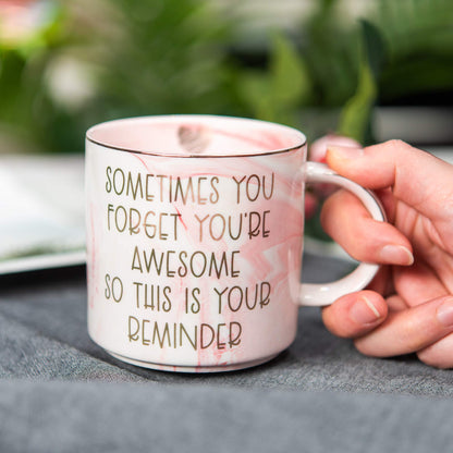 Thank You Gifts, Christmas Gifts for Women - Funny Gift Ideas for Friends, Coworkers, Boss, Employee, Mom, Mentor - Inspirational, Thoughtful, Birthday, Friendship, Presents for Her - Pink Coffee Cup