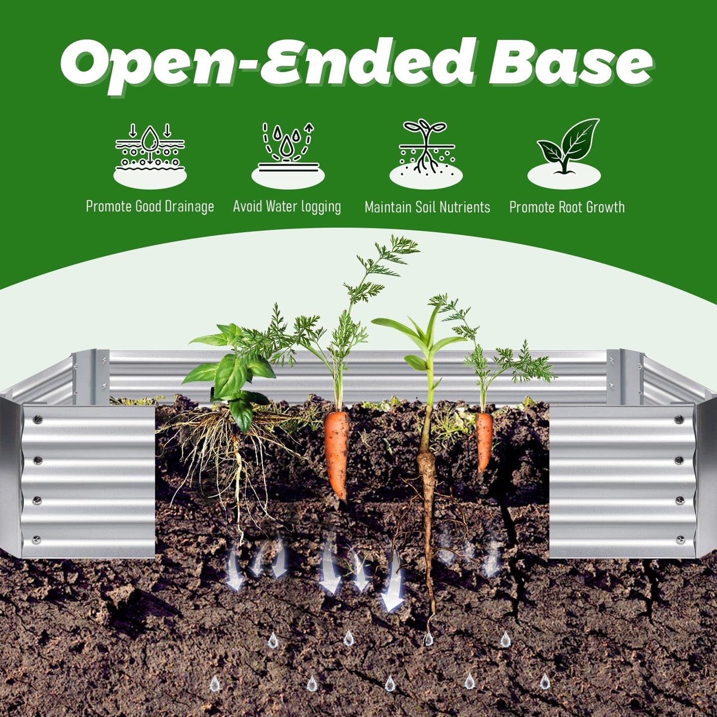 6 x 3 x 3 ft Galvanized Steel Raised Garden Bed, 2 Large Zipper Mesh Screen Windows Mini Greenhouse Outdoor, Bottomless Garden Bed with Greenhouse, Beds for Gardening, Flowers, Herbs, Vegetables