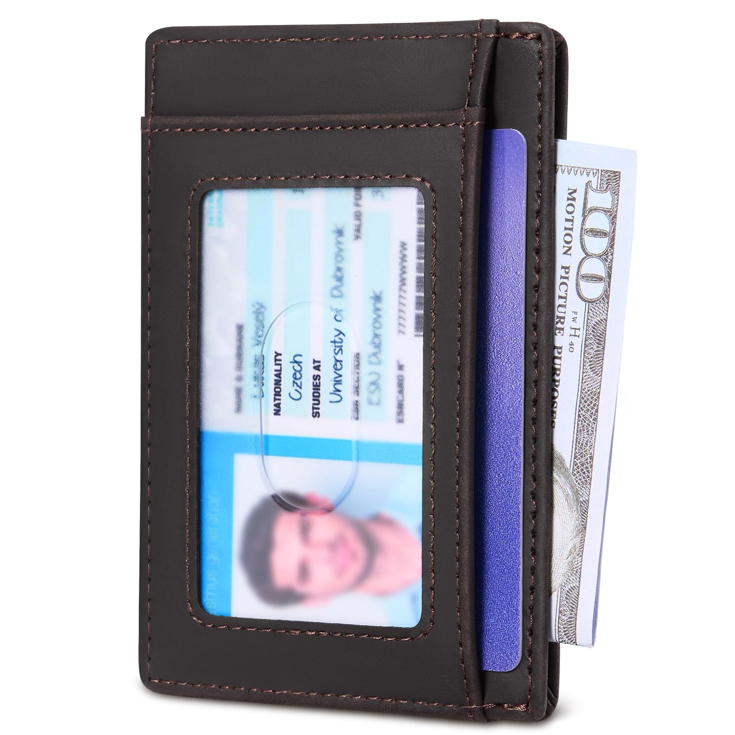 Travelambo Slim Wallet Front Pocket Minimalist Leather RFID Blocking Medium Size