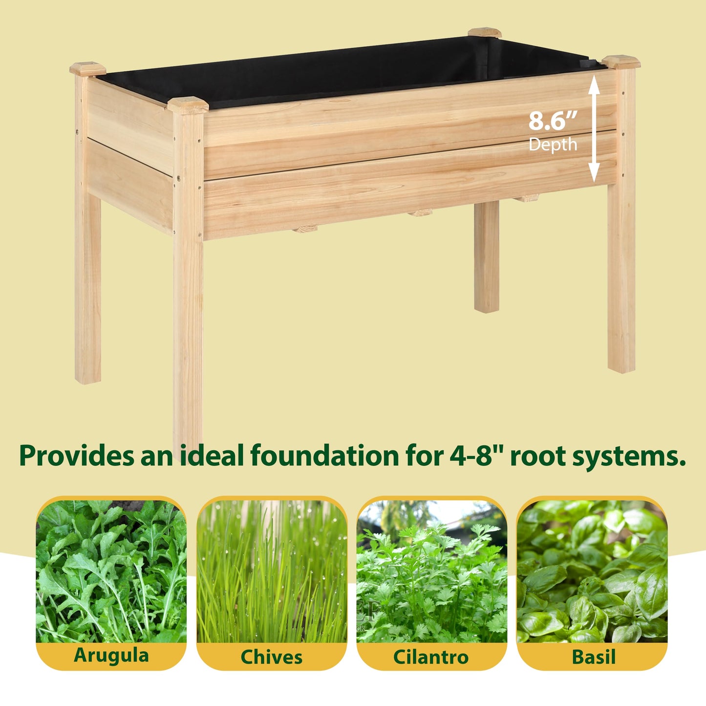 BlueWish 48"W x 24"D x 30"H Raised Garden Bed, Cedar Garden Bed with Detachable Black Liner, Drainage Holes, Raised Garden Beds Outdoor 330 lbs Capacity, Raised Beds for Gardening, Vegetable, Flower