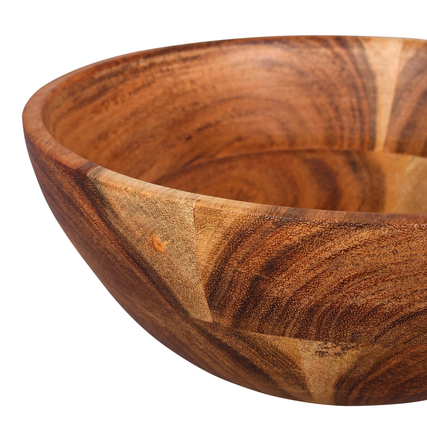 GoCraft Acacia Wood Bowl – 8 Inch Handcrafted Wooden Serving Bowl for Salad, Fruits, Snacks, Mixing or Display | Rustic Natural Finish | Decorative Tableware for Kitchen, Dining & Party Use