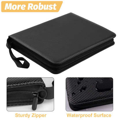 GERMUN Trading Card Binder, 900 Pockets Card Binder, 9-Poccket Sided Pocket Sports Card Binder, Premium Card Binders Compatible with MTG, TCG, Baseball Cards(Carbon Black)