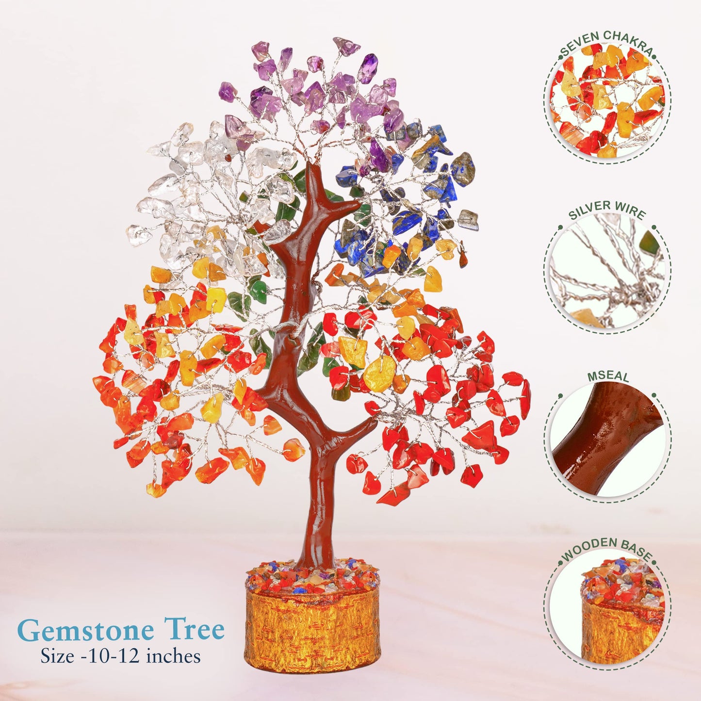 Seven Chakra Crystal Tree for Positive Energy - Feng Shui Tree of Life Decor - Good Luck Gifts - Crystals and Stones - Spiritual Items - Housewarming Gifts for Women