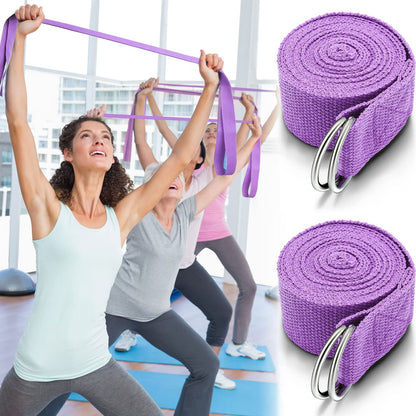 Leyndo 24 Pcs Yoga Strap Stretching Pilates Exercise Adjustable Straps 6 ft Non Elastic Yoga Belt with Adjustable D Ring Buckle for Pilates Gym Workouts Fitness (Purple)