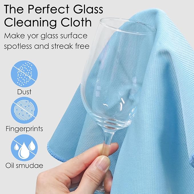 24 Pack Microfiber Glass Cleaning Cloth 16 Inch X 16 Inch Polishing Cloths