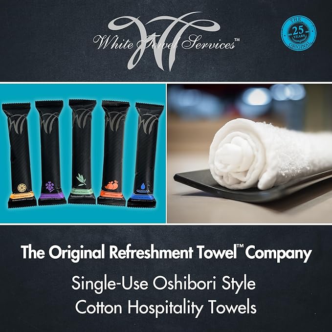 White Towel Services 8" x 8" inch Moist Cotton Towel Individually Wrapped